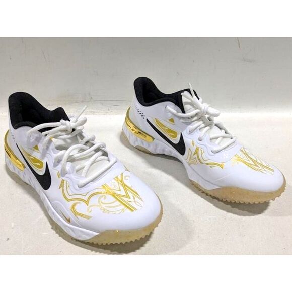 Nike Alpha Huarache Elite 3 Turf Premium White Metallic Vivid Gold 2 Sneakers main image 6